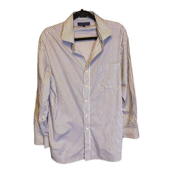 Men’s Tommy Hilfiger Blue & White Striped Dress Shirt L/S Button Down Size XL - Picture 1 of 6